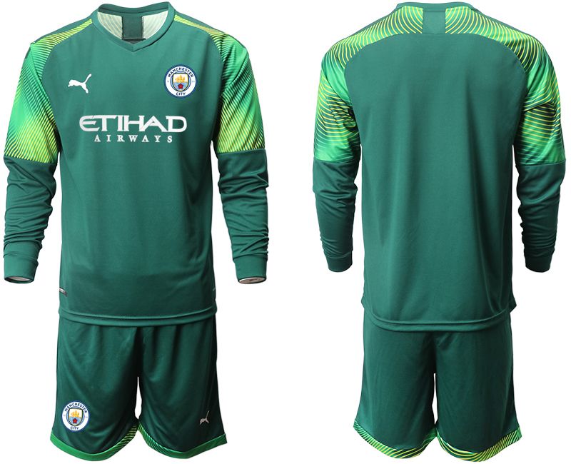 Men 2019-2020 club Manchester City Dark green long sleeve goalkeeper Soccer Jerseys->customized soccer jersey->Custom Jersey